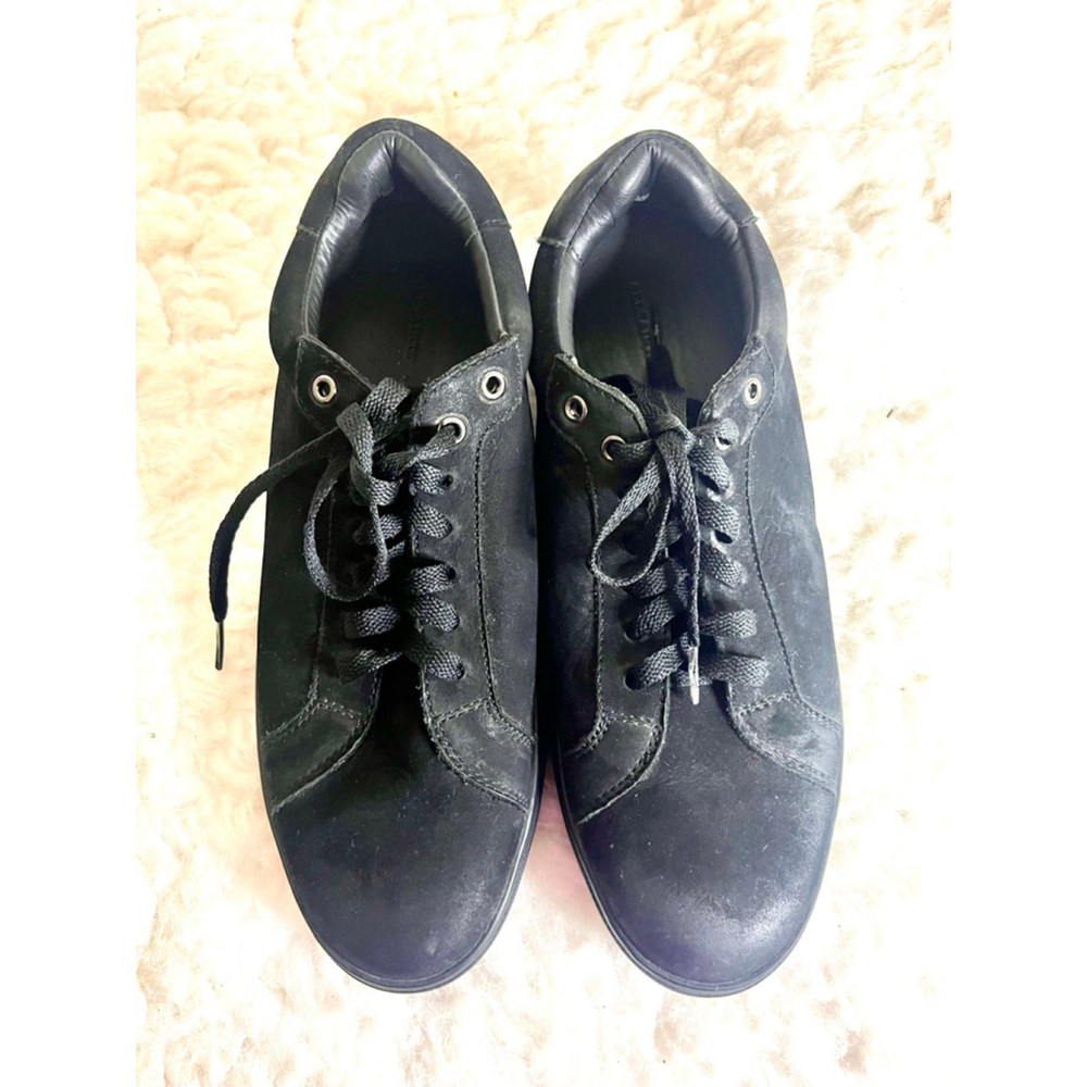 AllSaints Stow low-top sneaker in black leather with suede panels men size 42/9